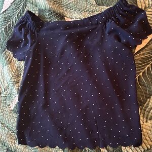 Elle Navy Blue Polka Dot Women's Top